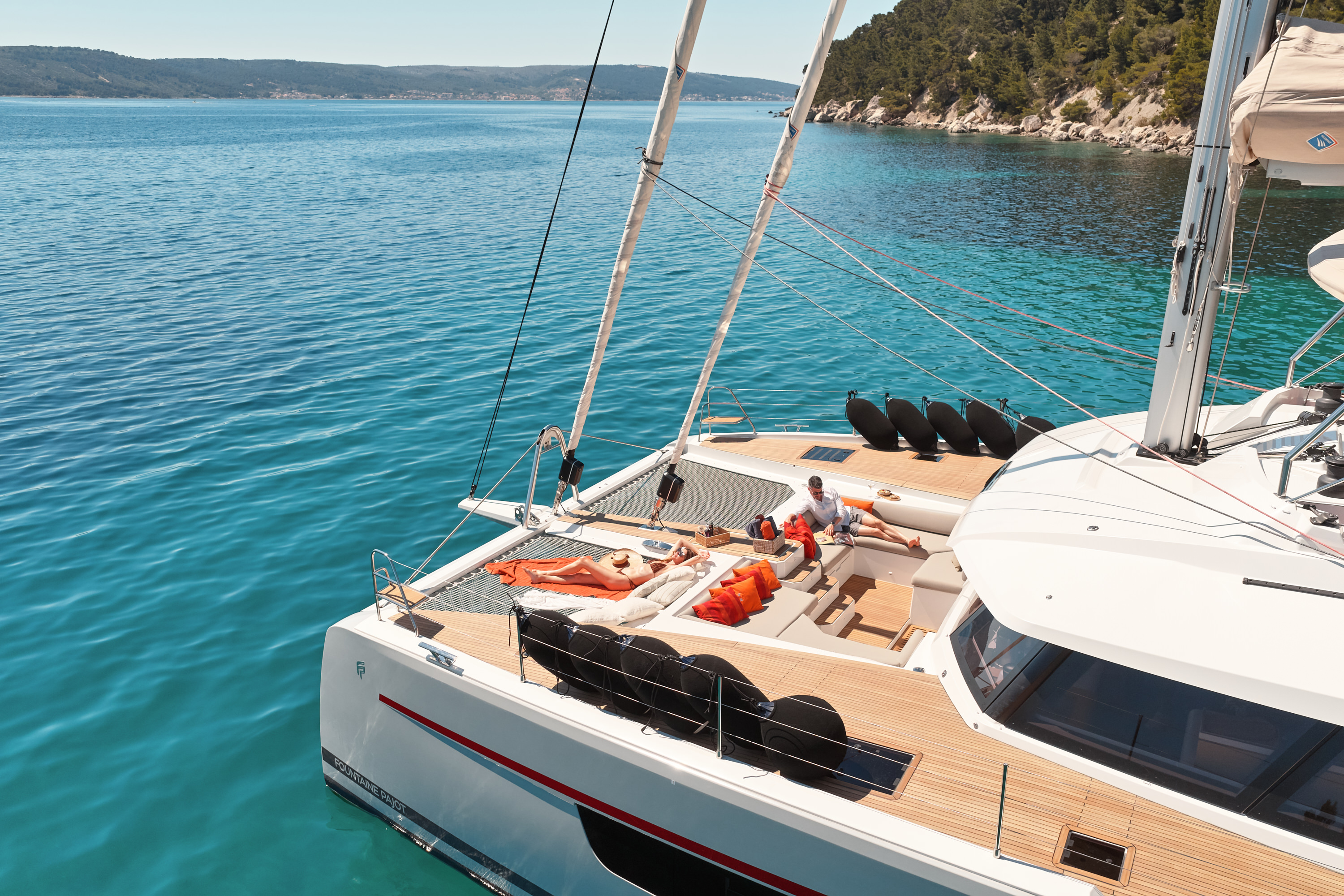 NIKA I under sail, aerial view, Dalmatia